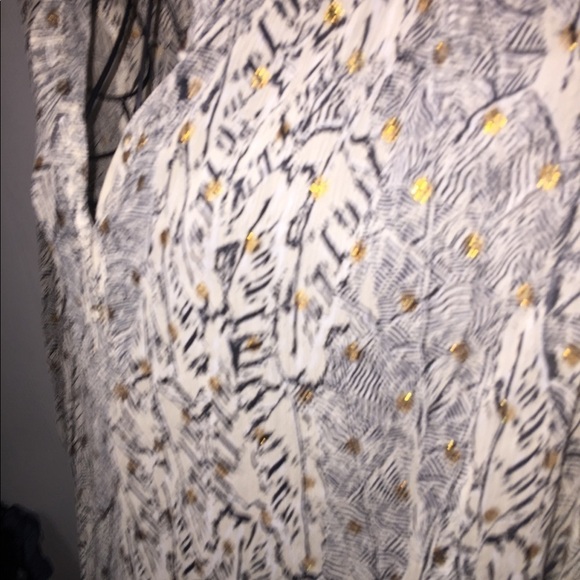 NWOT Material Girls size small oversized cream gold and gray 3/4 length sleeves - Picture 2 of 8